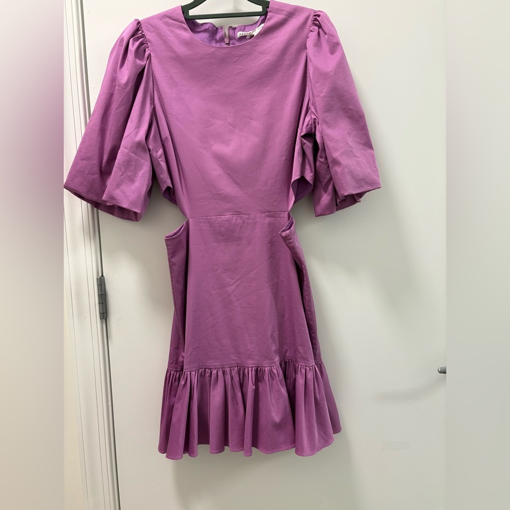 Veronica Beard Iker Cutout Ruffled Cotton-Blend Poplin Mini Dress Size 6 - Picture 3 of 13